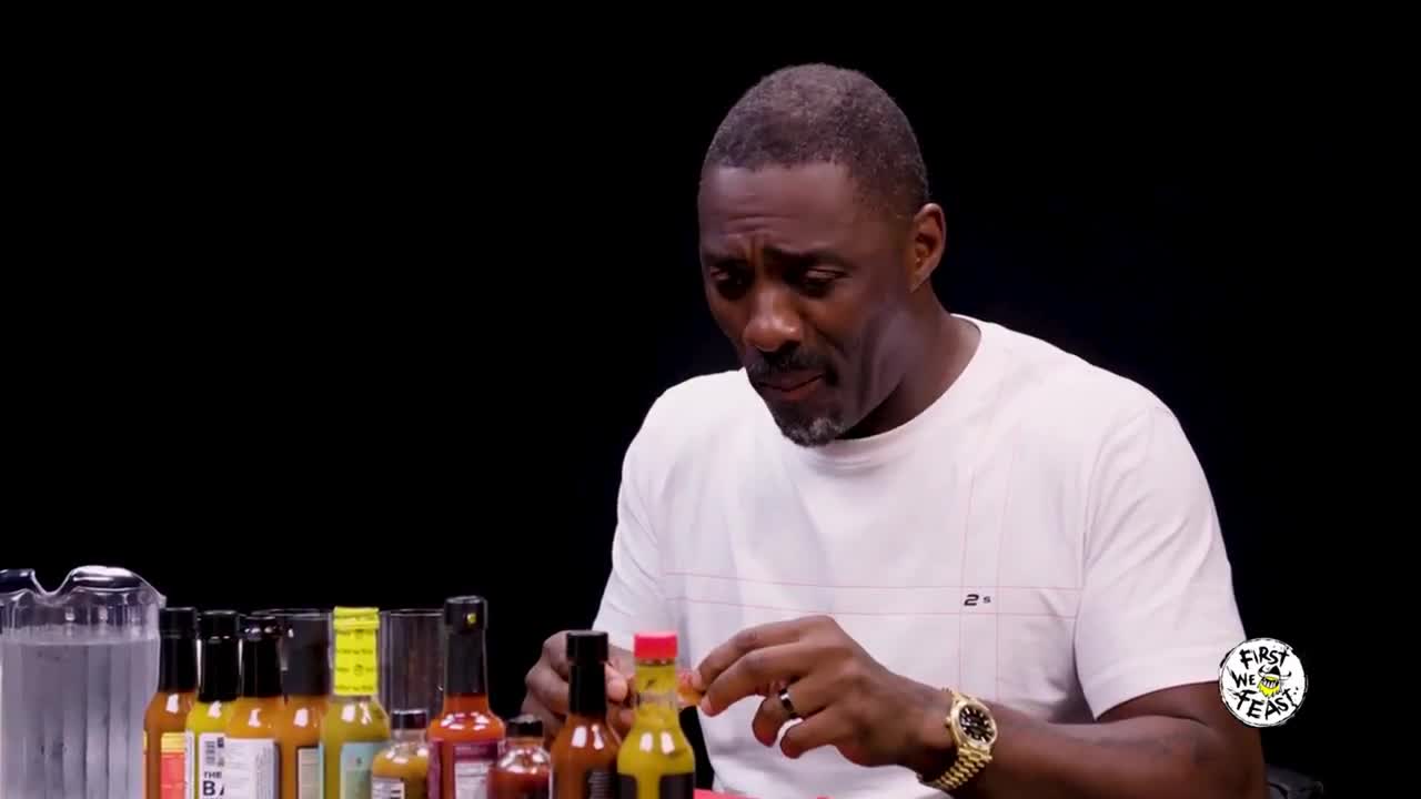 Idris Elba Hot Sauce Challenge Mirchi Reaction Meme Template - funny Celebrity Reaction meme