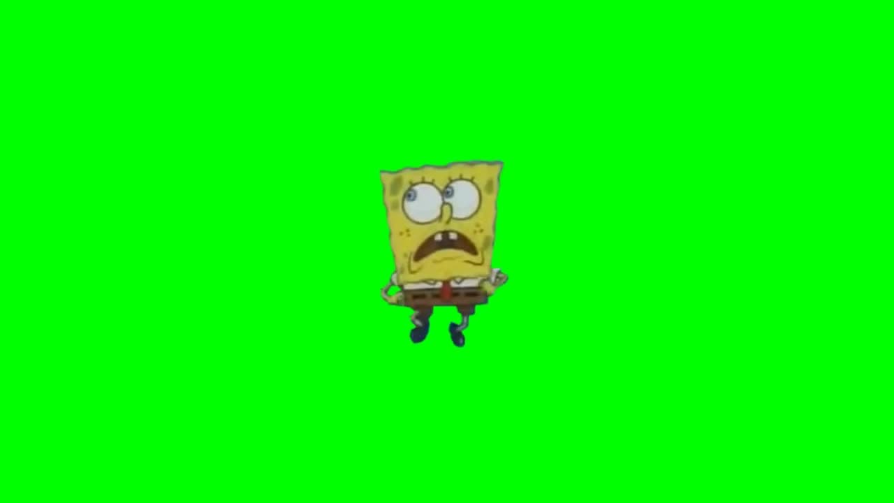 SpongeBob Panic Running Green Screen Meme Template - funny Cartoon meme
