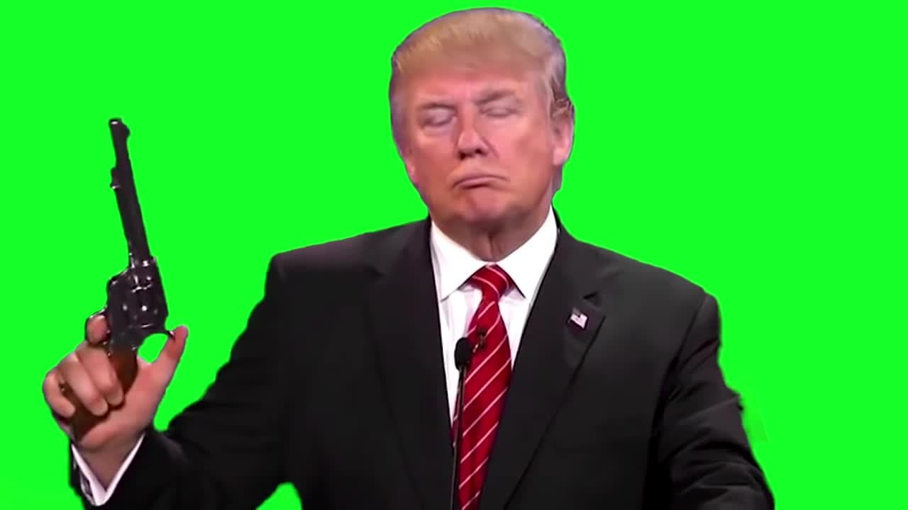 Donald Trump Gun Firing Meme Template Green Screen - funny Political meme
