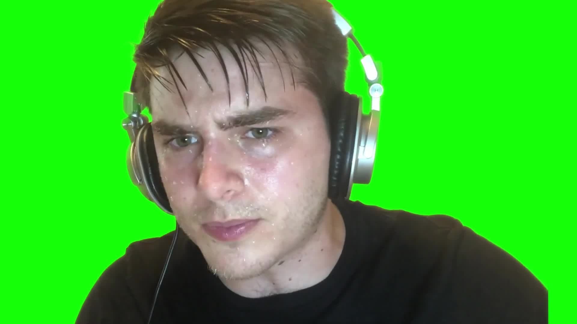 Sweating While Typing Intense Keyboard Guy Meme Template (Green Screen) - funny Reaction Memes meme