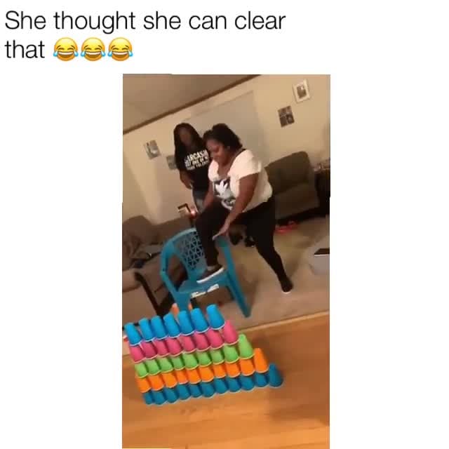 Woman Fails Cup Challenge | Funny Fall Meme Template - funny Comedy meme