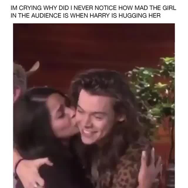 Jealous Fan Reaction Harry Styles Hug Meme Template - funny Celebrity meme