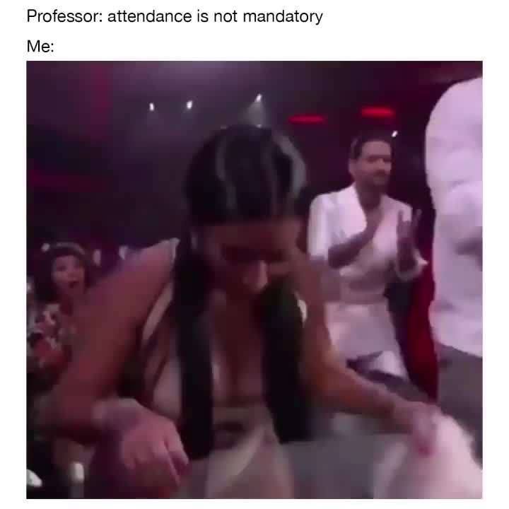 Nicki Minaj Overly Enthusiastic Dance Meme Template - Professor Attendance Not Mandatory - funny Reaction Meme meme