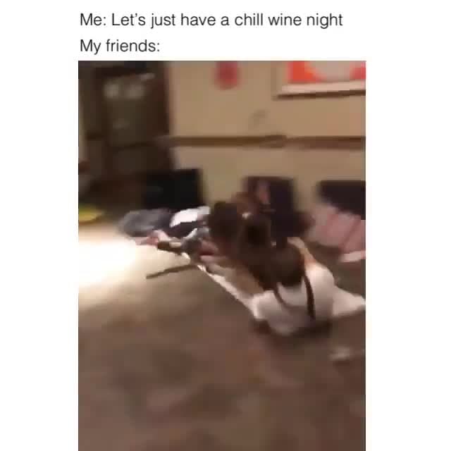 Chill Wine Night vs My Friends Go Wild Meme Template - funny Relatable Humor meme