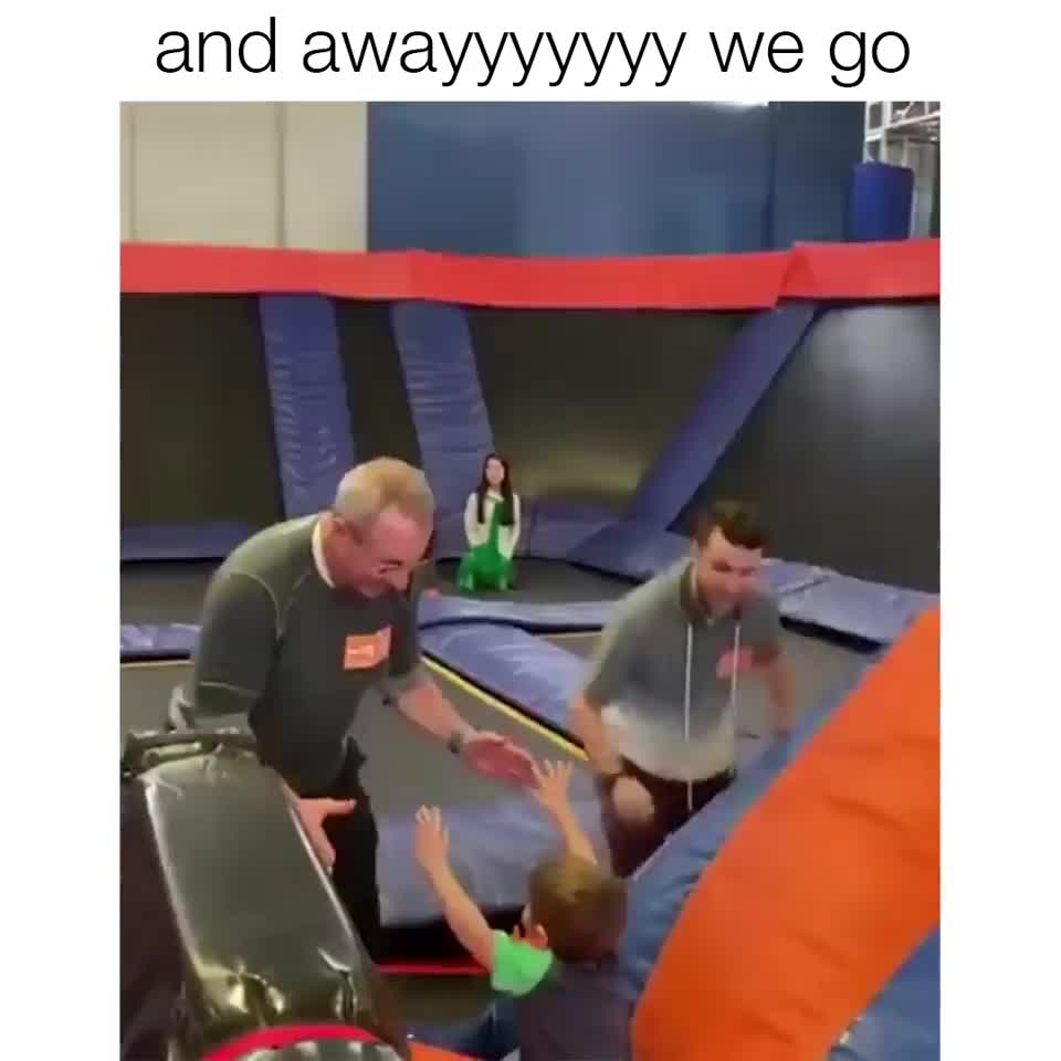 And Away We Go! Child Trampoline Flip Meme Template - funny Funny meme