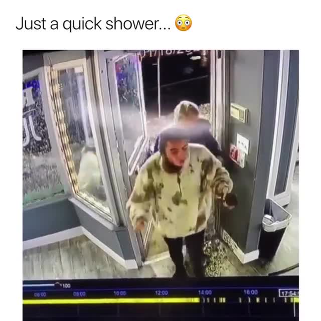 "Just a Quick Shower" Unexpected Drenching Meme Template - funny Funny & Relatable meme
