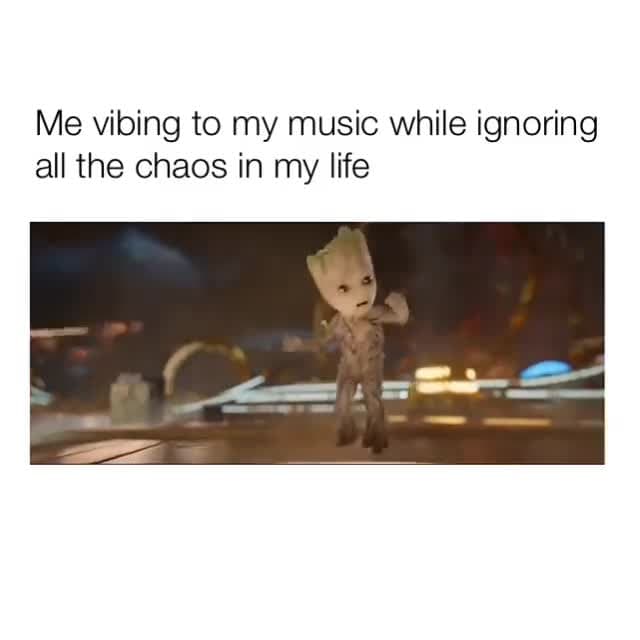 Baby Groot Dancing While Ignoring Chaos Meme Template - funny Movies meme