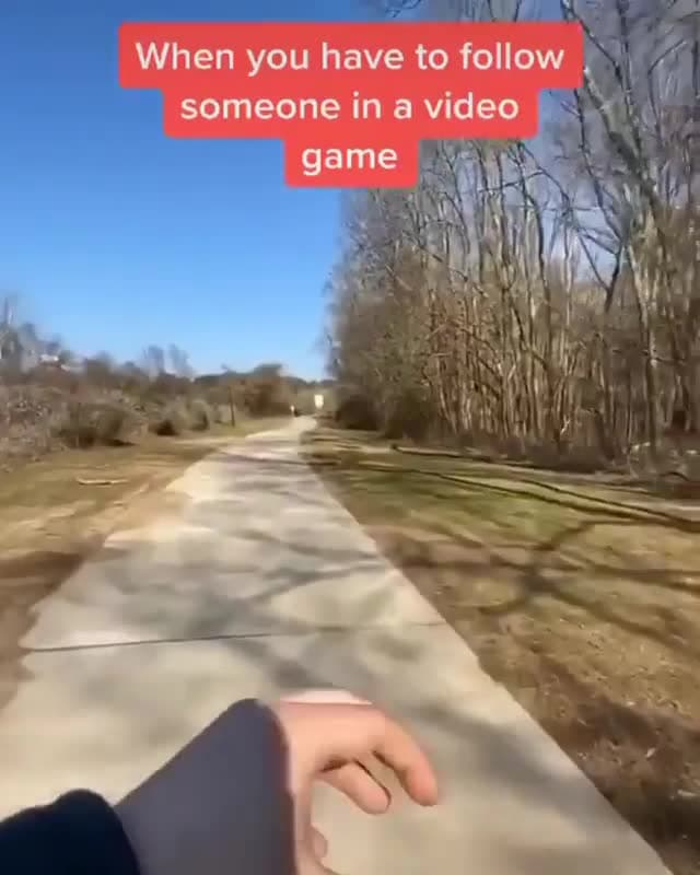"Follow Me In Video Game" NPC Walking Meme Template - funny Gaming meme
