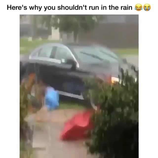 Running in Heavy Rain with Umbrella Fail Meme Template - funny Funny meme