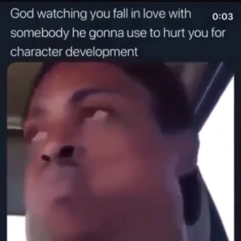 God Watching You Fall In Love Character Development Meme Template - funny Reaction Memes meme