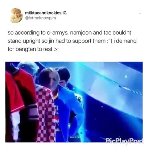 BTS Jin Supporting Exhausted Members Meme Template - funny K-Pop meme